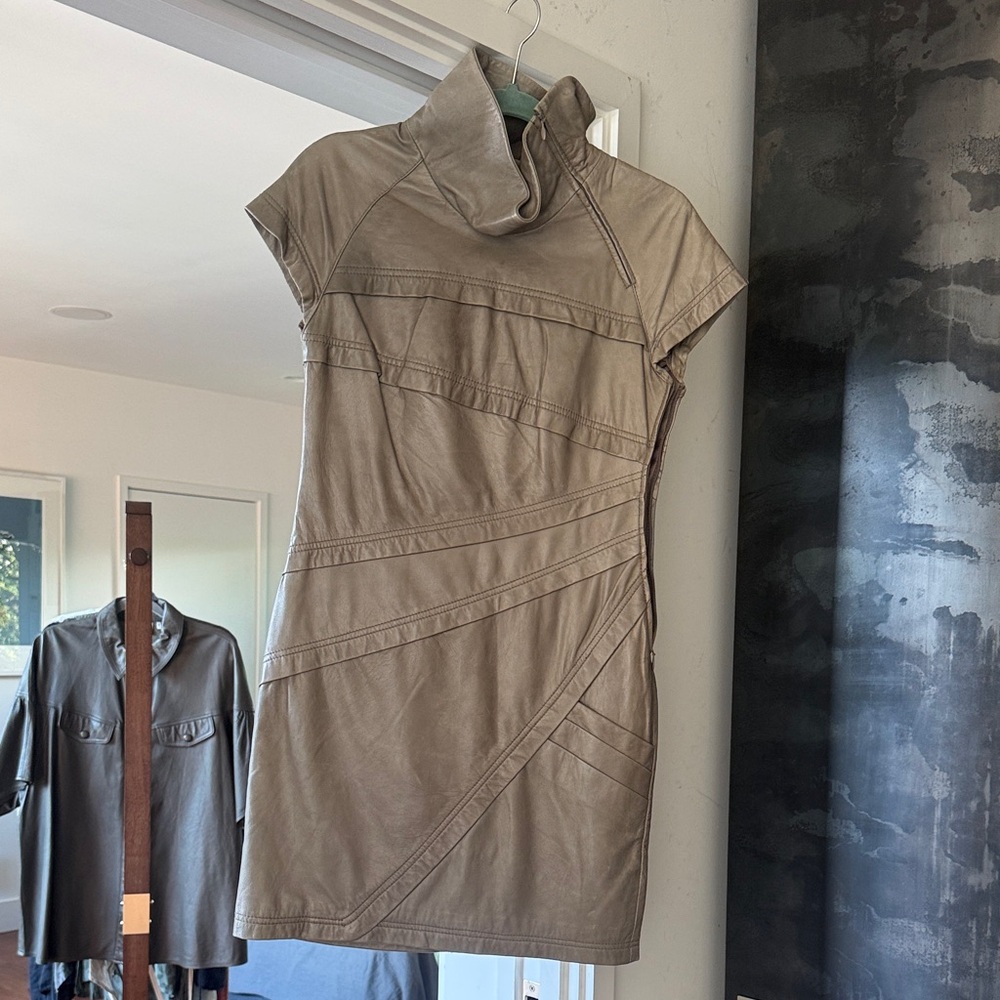 Ted Baker Taupe Mini Dress with Funnel Collar